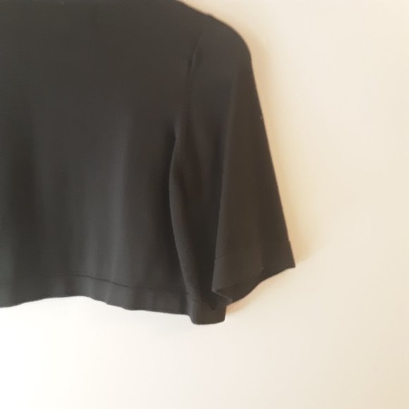 Jones New York Black Bolero Cropped Open Sweater Cardigan Short Sleeve Medium - Picture 8 of 13